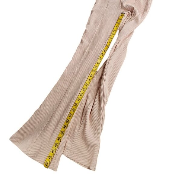 Bo+Tee Womens Ribbed Wide Leg Pull On Pants, Thick, Lined, Cream Pink,Size Small - Picture 6 of 8